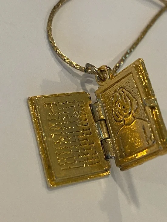Vintage Gold Book Locket Necklace - Picture 2 of 5